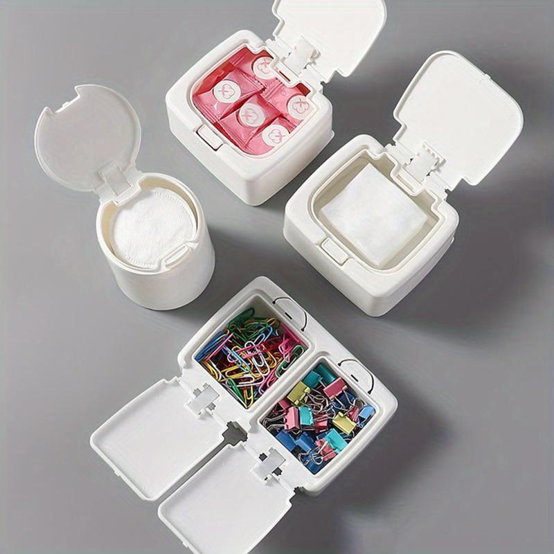 Mini Desktop Pop-up Storage Box Dust Proof Cotton Swabs Makeup Organizer Case Small Things Holder