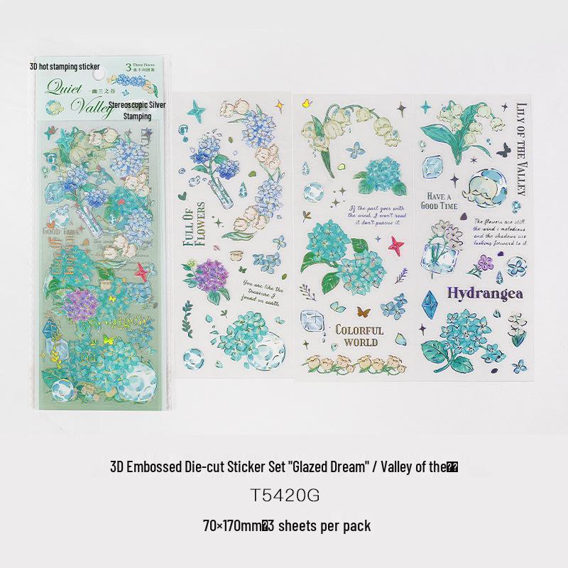 Xin s Glazed Dream Sticker Set: 3D Hot Stamping, Die-Cut Journal Material, 4 Designs