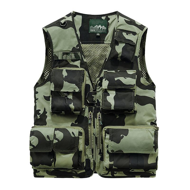 New Camo Quick Drying Mesh Multi Pocket Mens Vest Spring Autumn Outdoor Leisure Breathable Sleeveless Outwear