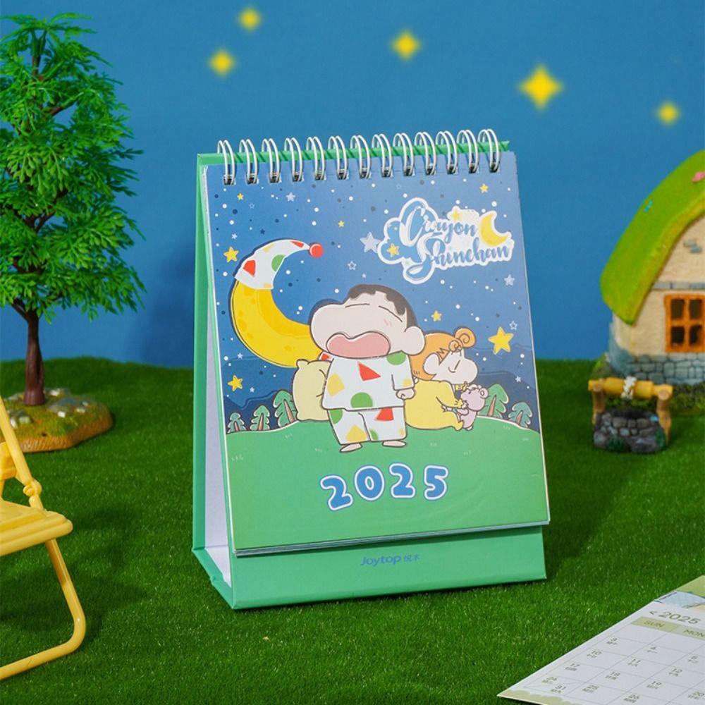 

Уникальный календарь Crayon Shin-chan на 2025 год, симпатичный календарь с украшениями, мультяшный настольный календарь для спальни
