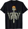 Rocker Skeleton Cap Skater Cool Halloween Punk Rock Men Boys Gift Tees S-3XL