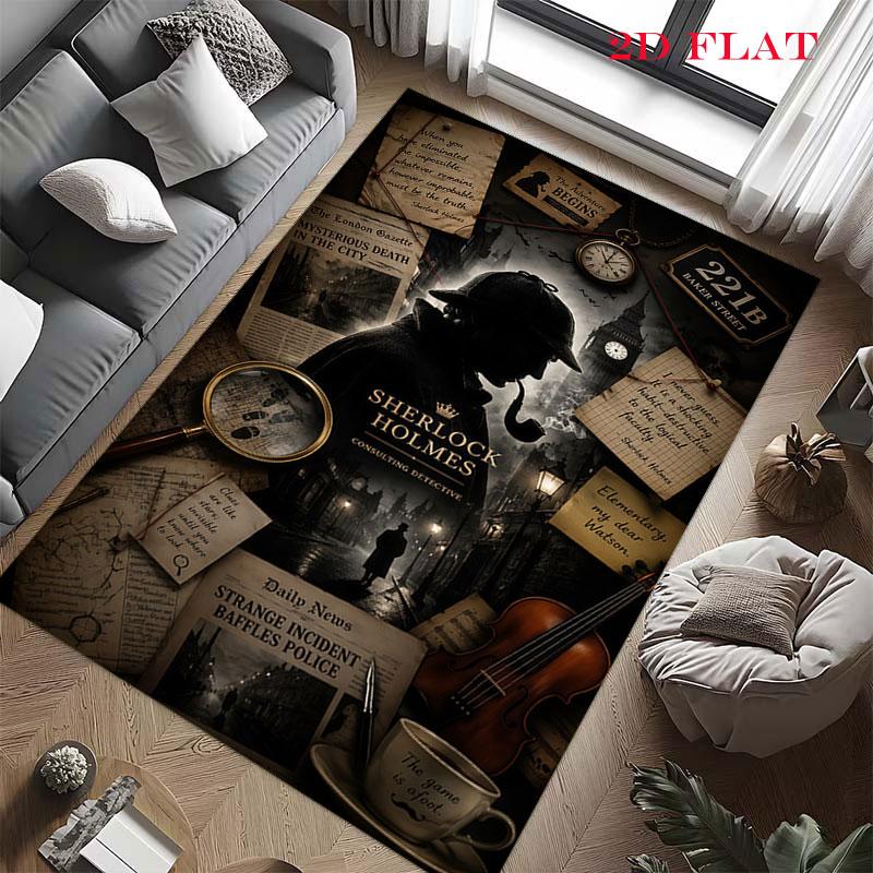 Sherlock Holmes Carpet Rug for Living Room Bedroom Home Sofa Decoration,Kids play Nonslip Floor Mat