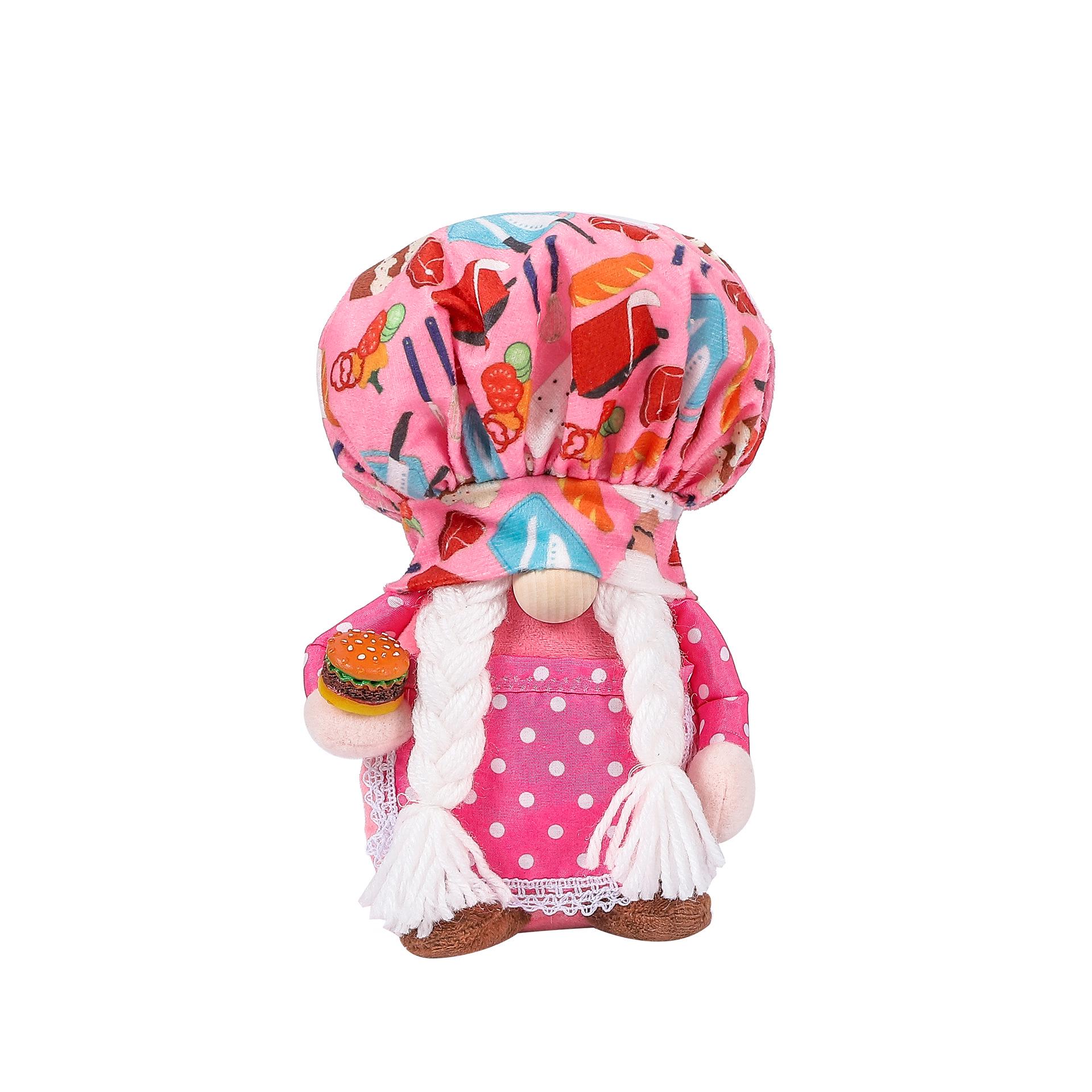 Chef Hat Hamburger Gnome Figurine: Cute Rudolph Doll Ornament
