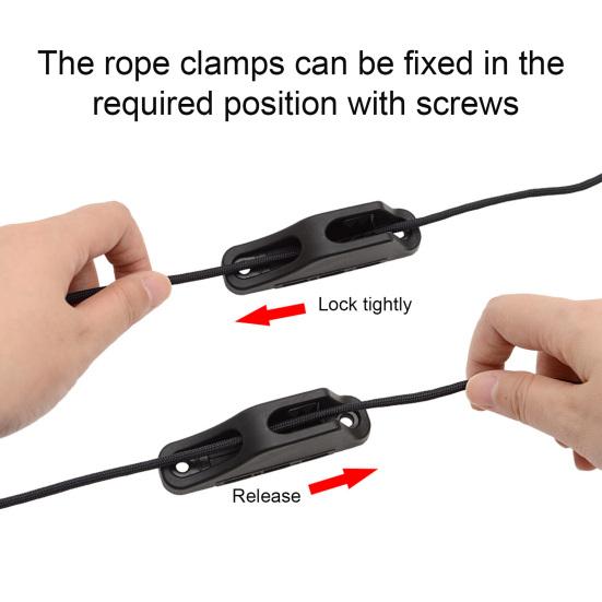 Nylon Kayak Cord Lock Cleat Self-Lock Rope Cord Tensioner Runner Quick Grip Soft Rope Tensioning Slider for Canoeing Kayak Surfing Accessories
