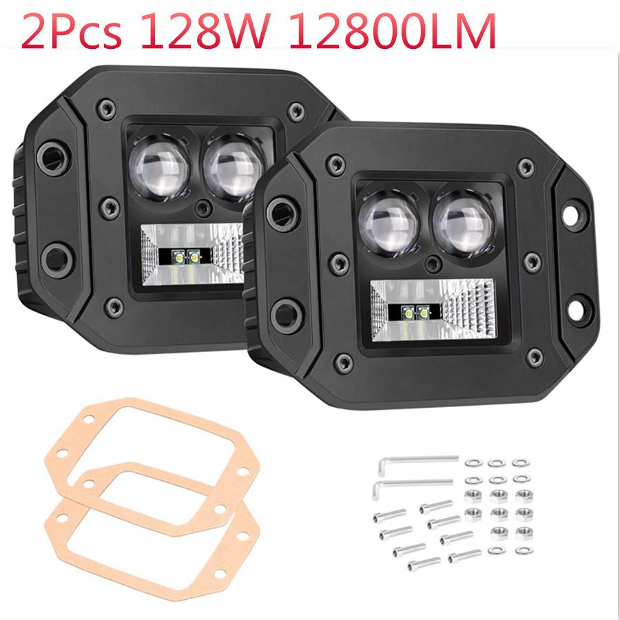 

2pcs 128W 12800LM Flush Mount CREE LED Driving Lights Spot Flood Combo LED Light