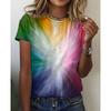 Fashion Women Retro Creative Rainbow Tie Dye Print T Shirt Funny Casual O-neck Short Sleeves T-shirt Summer Female Tee Shirt
