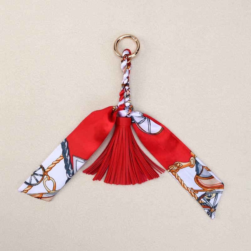 Korean Luxury Leather Bow & Tassel Charm Keychain