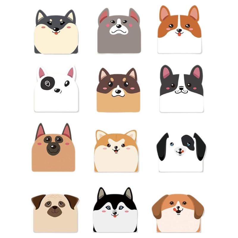 

12x Cartoon Dogs Sticky Note Cute Animal Memos Post Stickies Small Sticky Note School Supplies Self-Adhesive Note Pad 1