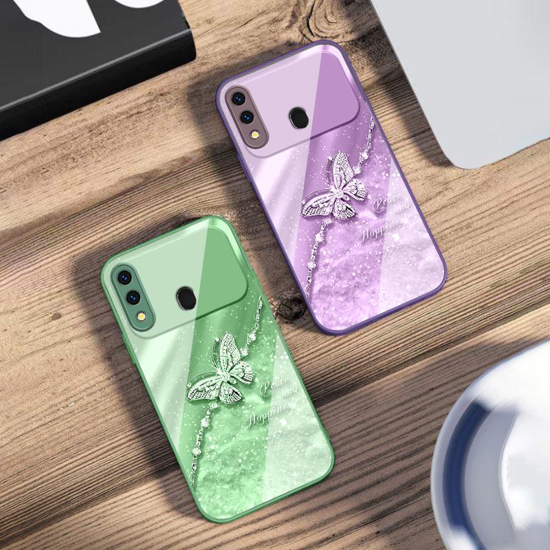An elegant blue butterfly For Samsung A73 72 71 A70 56 55 54 A53 52 51 50 42 A35 A34 33 32 31 26 25 24 23 22 30 glass phone case