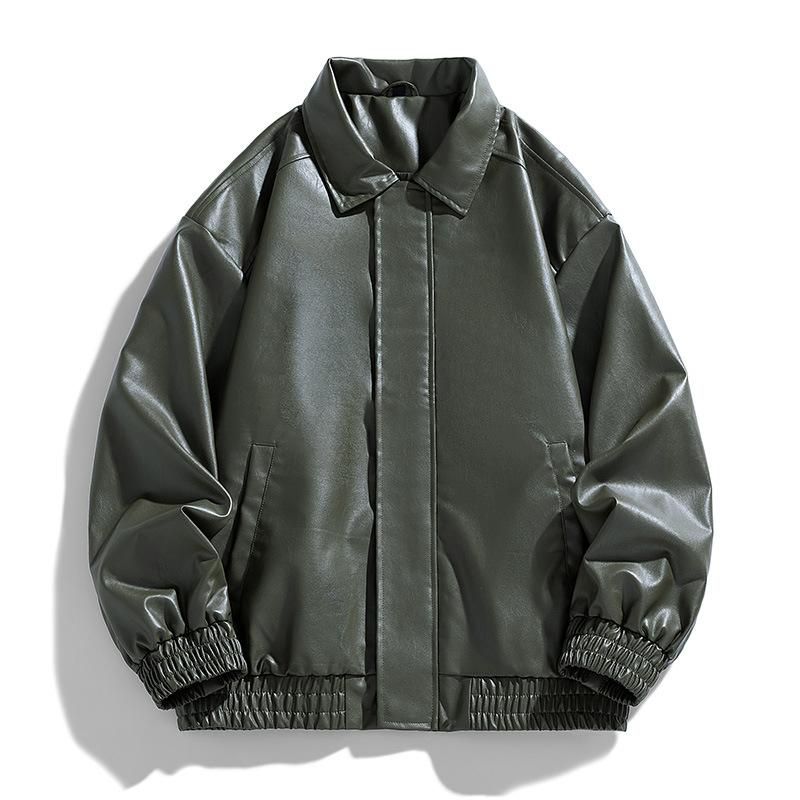 

Men s New Brown Leather Jacket Couple Spring and Autumn Motorcycle Lapel Jacket Loose Jacket 3XL