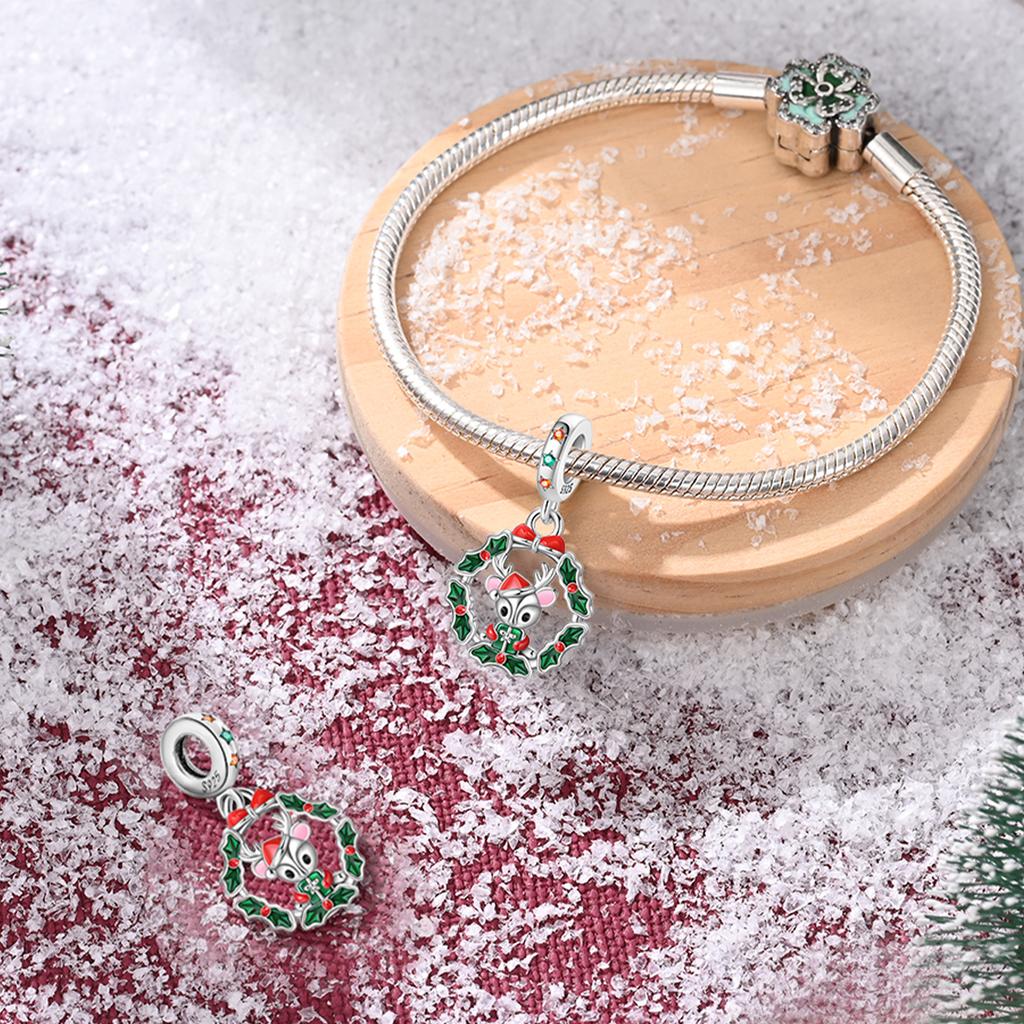 Charms Original Copper Christmas Reindeer Pendant Beads Fit Bracelet Diy Fine Gift Women Delicate Jewelry Accessory