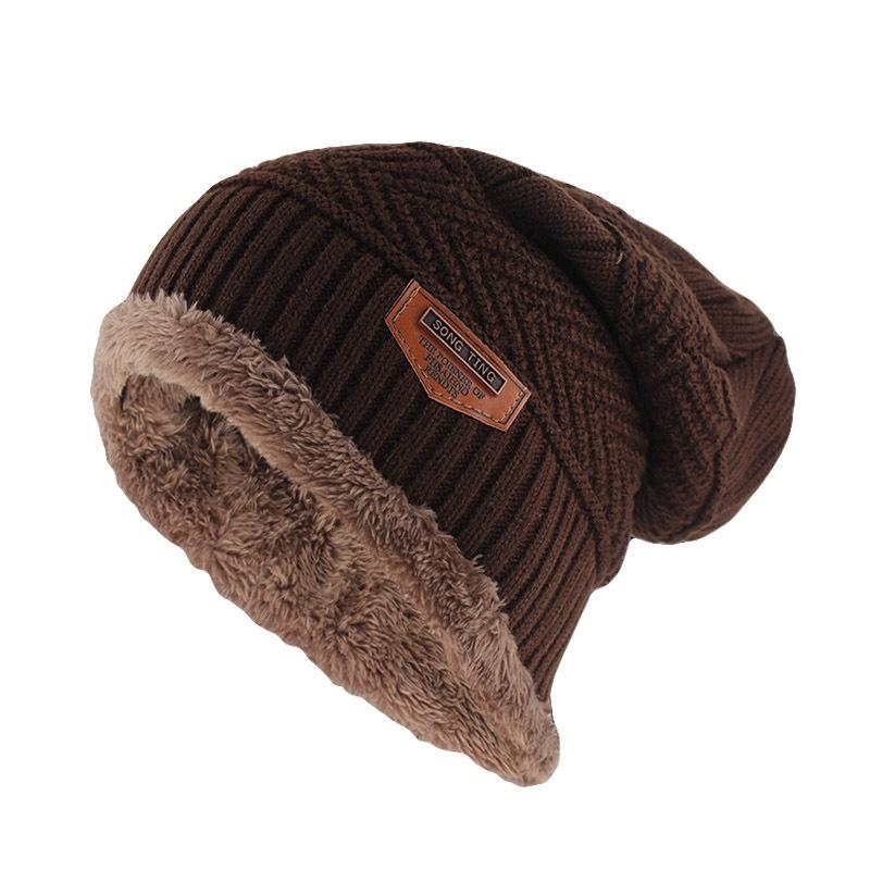 

1Pcs Knitted Hat with Circle Scarf for Men Winter Stretchy Cap Thermal with Soft Lining for Ski Indoors Outdoor Sports 6 Colors Brown