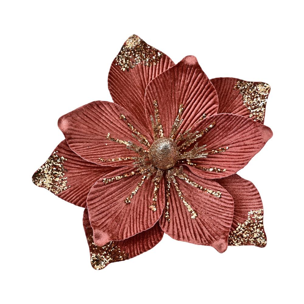 Gold Dust Christmas Flower Christmas Tree Ornament Accessories Christmas Wreath Ornament Christmas Decoration Flower Head False Flower