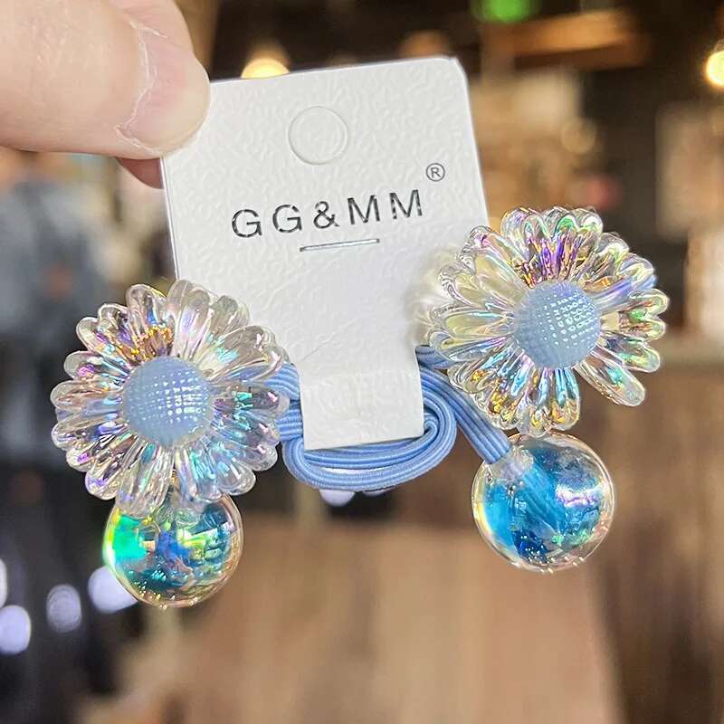 2 Pieces Little Daisy Cute Princess Headwear Elastic Hair Bands for Kids Girls Hair Accessories Children Hair Ropes