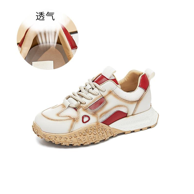

Leather dad shoes women s spring and summer new thick-soled heightening breathable sports shoes retro versatile casual 41
