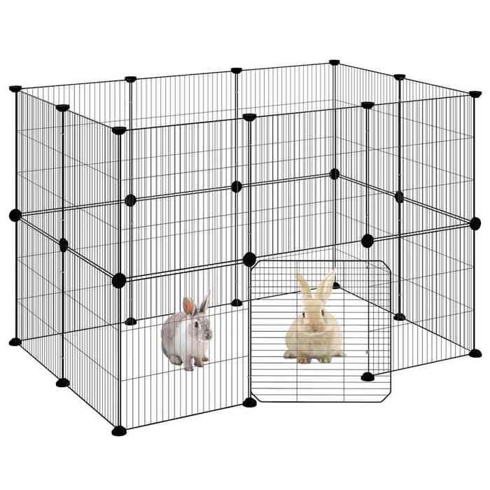 3114043 vidaXL Pet Cage with 20 Panels and Door Black 35x35 Cm