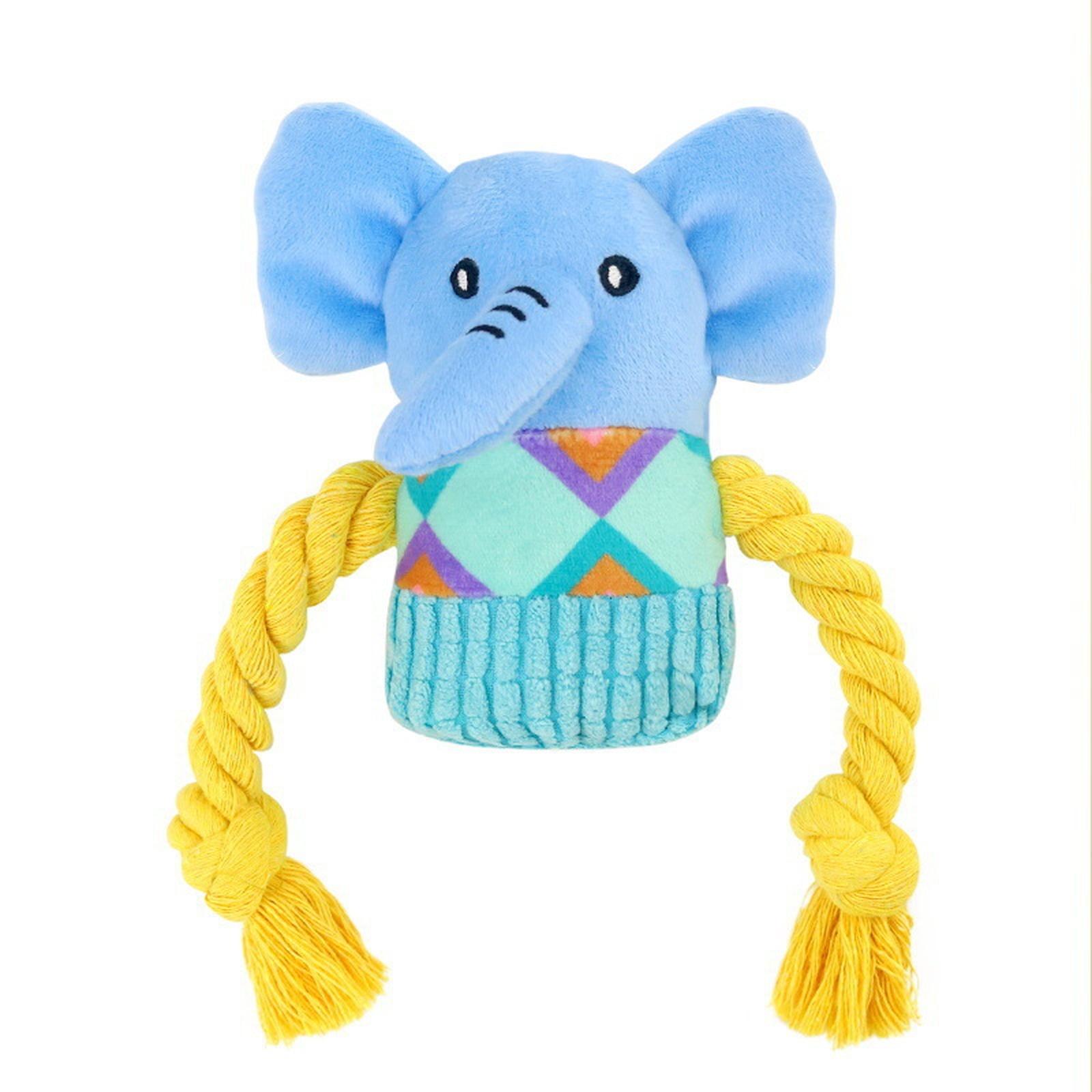 

Plush Elephant Dog Toy with Rope Knot and Squeaker Durable Chew Toy for Training Interactive Play and Dental Health Maintenance one size
