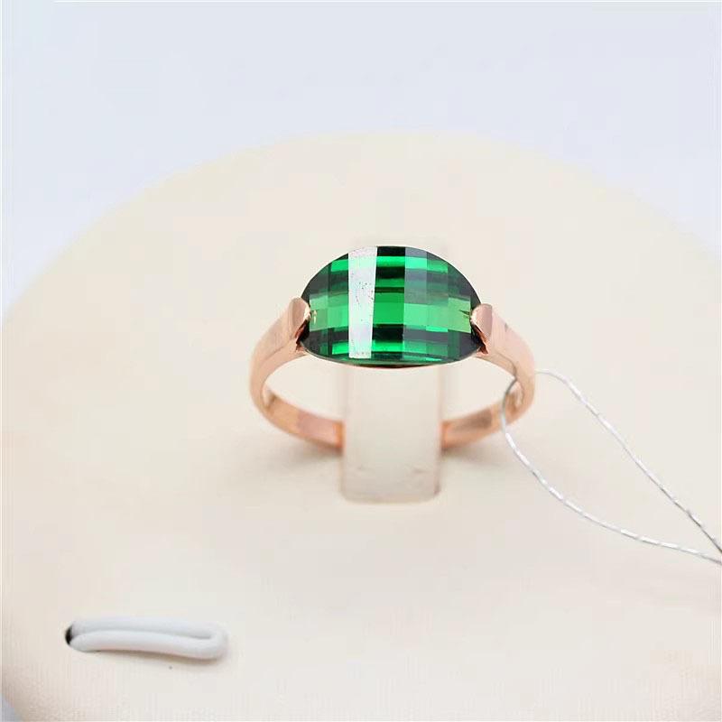 

Russian Purple Gold Emerald Ring Plated With Rose Gold Fashionable Noble Inlaid Ingot Zircon Ring Women Adjustable opening