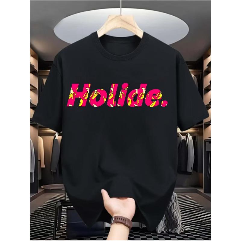 

European sizes Men S Casual Digital Print T-Shirt - Featuring a Round Neck, Short Sleeves, Street Hip-Hop Style 4XL чорний