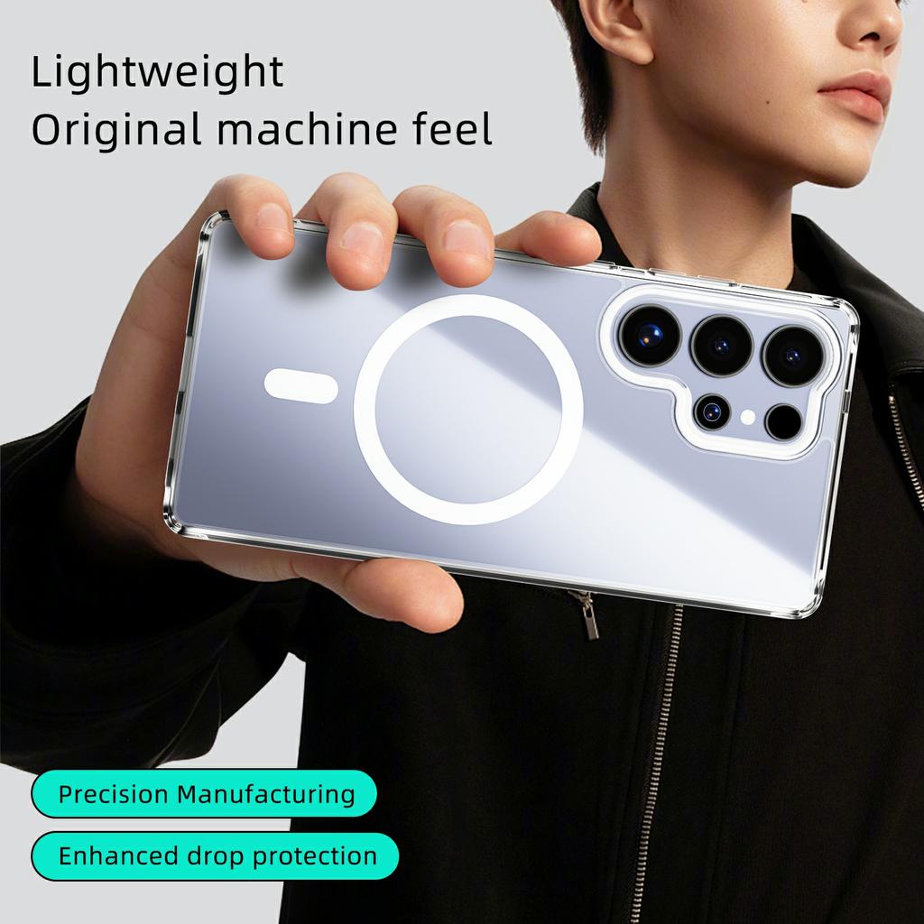 For Samsung Galaxy S25 Case Compatible with MagSafe Anti Scratch Clear TPU PC Phone Back Cover