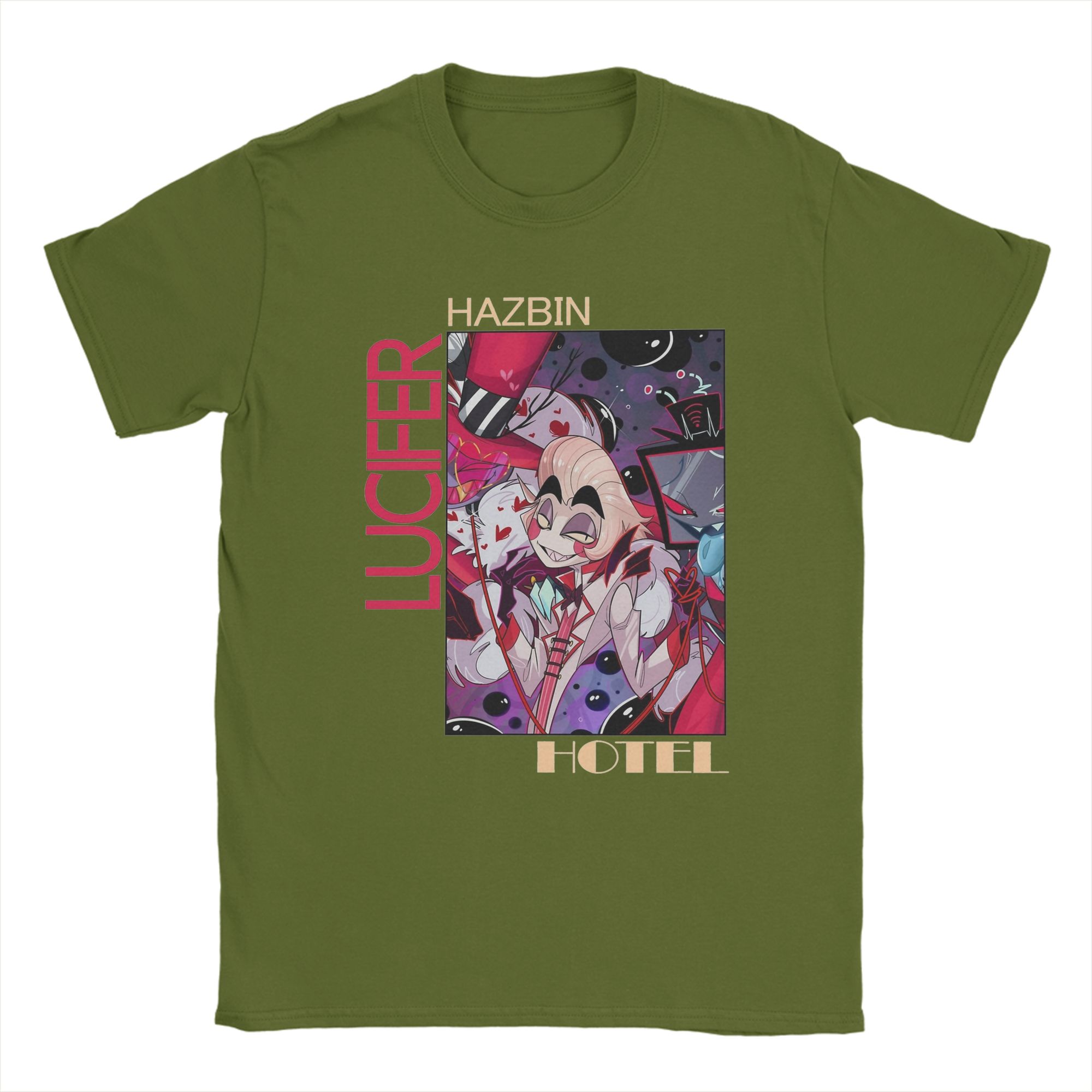 

Men s Hazbins Hotels Lucifer Anime T Shirt Pure Cotton Tops Funny Short Sleeve Crewneck Tee Shirt New Arrival T-Shirts 4XL