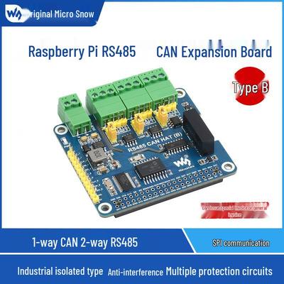 Waveshare Dual RS485 & CAN Expansion Board for Raspberry Pi with Built-in Protection Circuits.