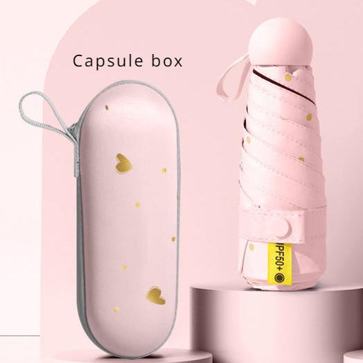 Portable Umbrella Mini Five Fold Umbrella Student Capsule Sun and Rain Dual Use Female Sun Protection and Sunshade Umbrella
