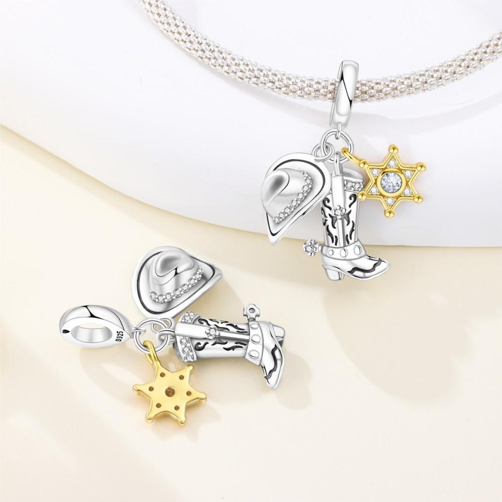 925 Silver Western Cowboy Boots Hobby Series Pendants Bracelet Charms Fit Jewelry Party Beads DIY Fine Gifts Accessory