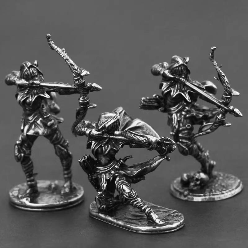 Metal Female Archer Model War Game Figure Desktop Decor Car Interior Ornament Gift for Men Women Paintable Collectibles