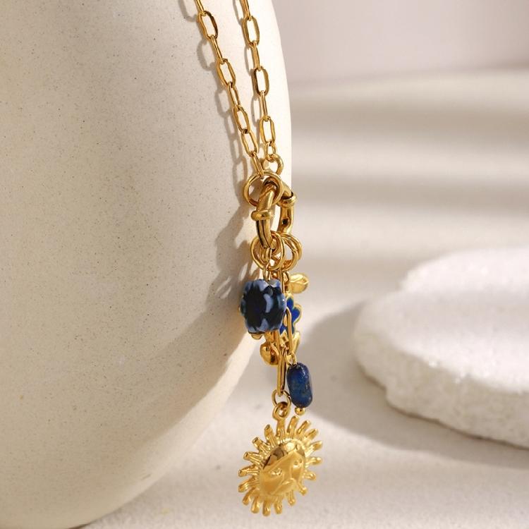Elegante Bienen Anhänger Halskette Edelstahl Schmuck Französischer Stil Sonnen Anhänger Kette Vielseitig Büro Soziale Anlässe Geschenk Damen