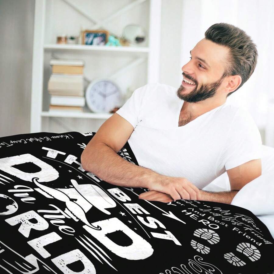 1Pc Father's Day Blanket Gifts The Best DAD In The World Birthday Gifts From Daughter/Son Valentines Day Presents For Father