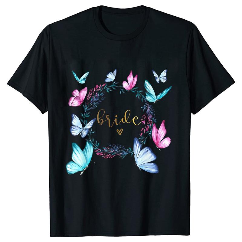 Fashion Bridal Wedding Party T-shirt Team Bride Bridesmaid Shirts Unisex’s Bachelorette Single Farewell Party Flower Wreath Tees