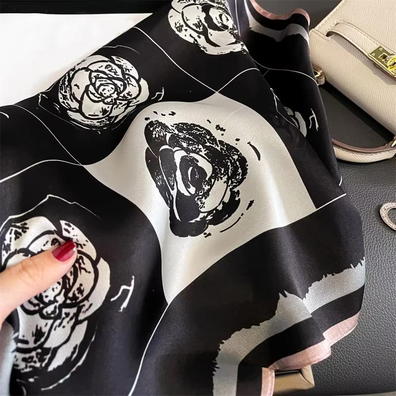 Fashion 100% Real Silk Scarf 53cm Square Bandelet Women's Silk Temperament Small Scarf Neck Decorative Wrap Printed Scarves