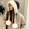 Thickening Windproof Outdoor Custom Pompom Ladies Fashion Winter Warm Cold Weather Hoodies Hats