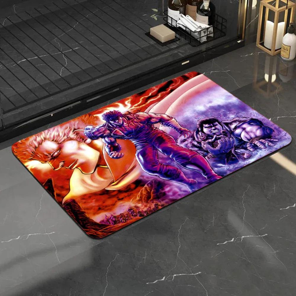 1pc Hokuto No Ken Bathroom Absorbent Mats Anti-Slip Mats Home Decor Supplies Carpets Home Kitchen Floor Mats
