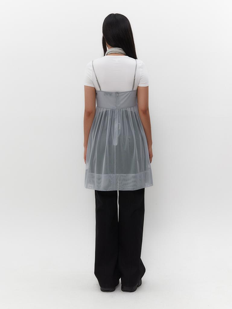 Tuomio Ribbon Mini Mesh Dress [Baby Blue]