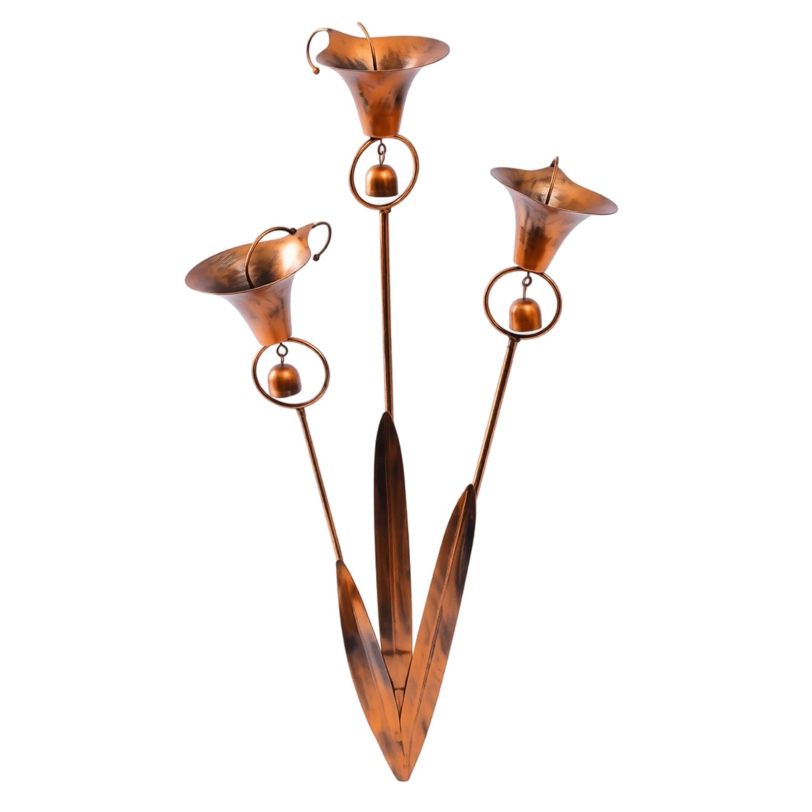 Three-Stem Calla Artificial Flowers Ground Stake for Garden Patio Indoor Decor