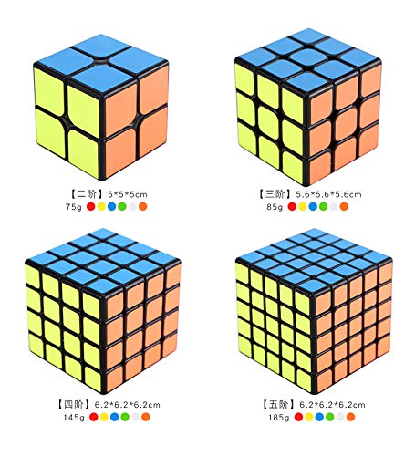 Magic Cube Set of 4, Magic Cube Competition Cube, 2x2, 3x3 Set, Smooth Rotation, 3D Puzzle, Magic Cube (Official Edition) (Set of 4)
