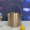 Stainless Steel Double-Layer Ice Bucket with Handle and Lid for Champagne, Wine, or Bar Use