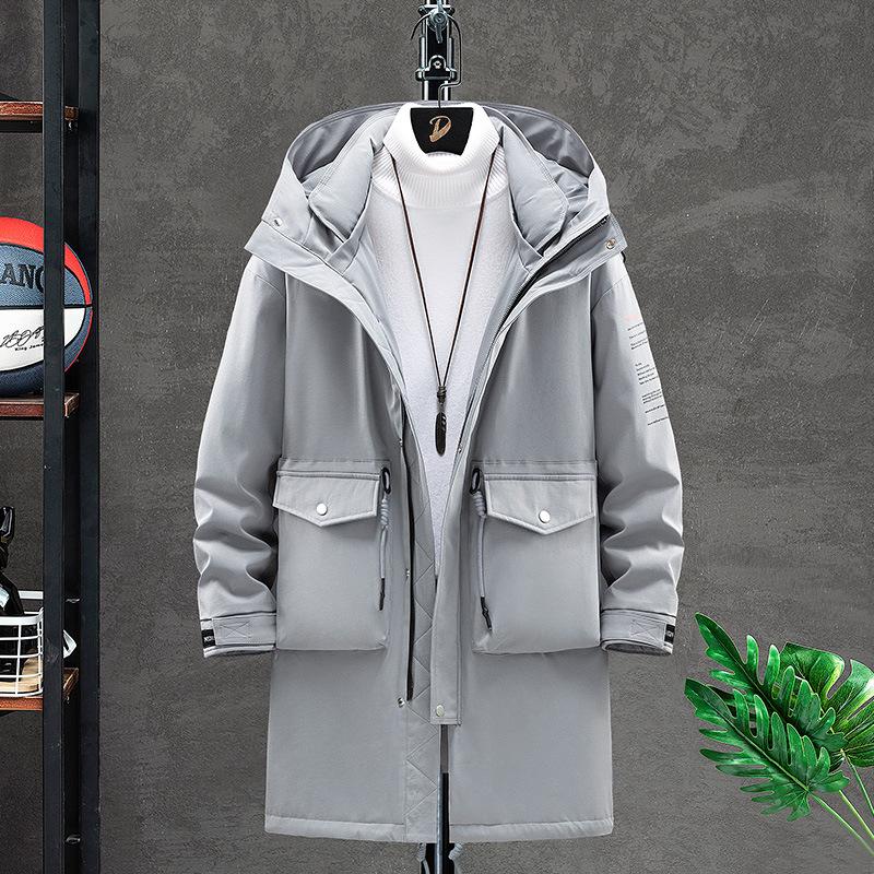 

Мужской пуховик средней длины 2025 зимний модный бренд рабочая одежда утолщенный белый утиный пух корейская версия теплая и красивая куртка для мужчин 4XL