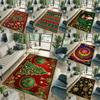 Christmas Tree Patterned NonSlip Floor Mat for Living Room Bedroom Decor Modern Holiday Carpet Washable Rug Red Festive Home