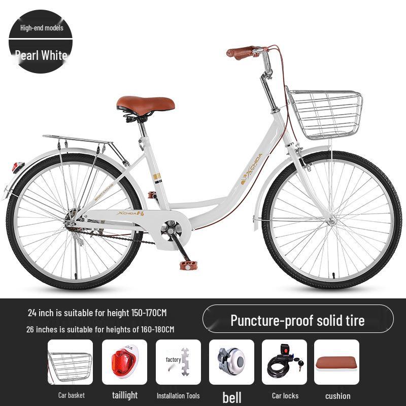 Women's 24-inch/26-inch Lightweight Commuter Bike with Solid Tires