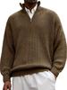 Men's Half Zip Knit Polo Sweater Stand Collar Long Sleeve Casual Pullover