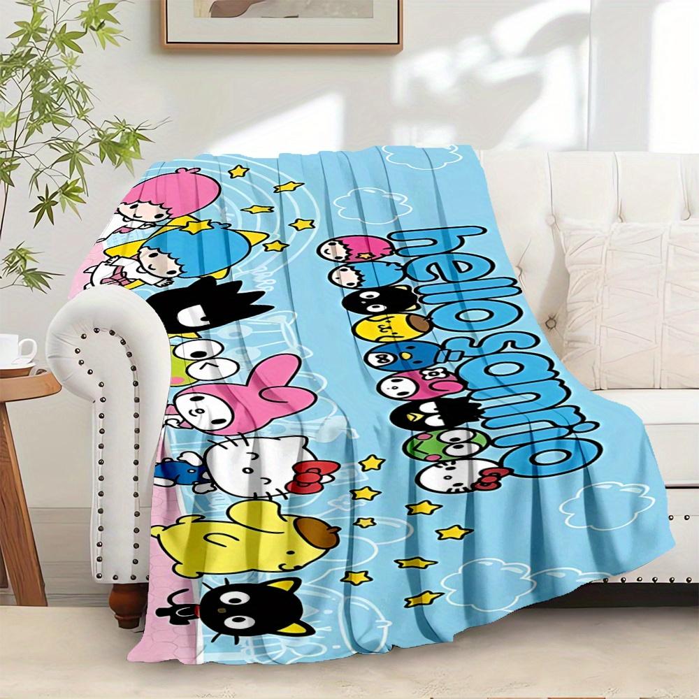 

1pc Flannel Hello Kitty, Characters, SanrioThrow Blanket, Cartoon Truck Pattern Printed Blanket, Warm Cozy Soft Blanket For Couch Bed Sofa C 130x150cm