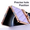 Luxury Flash Diamond Plain Leather For Samsung Galaxy Z Flip 7 Case Fold Hinge Rotating Ring Bracket Cover Optional Mirror Film