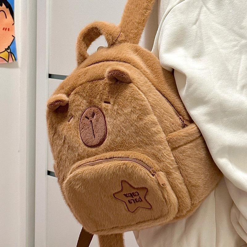 Versatile Capybara Plush Backpack: Cute, Casual, Wear-Resistant Cartoon Doll Design