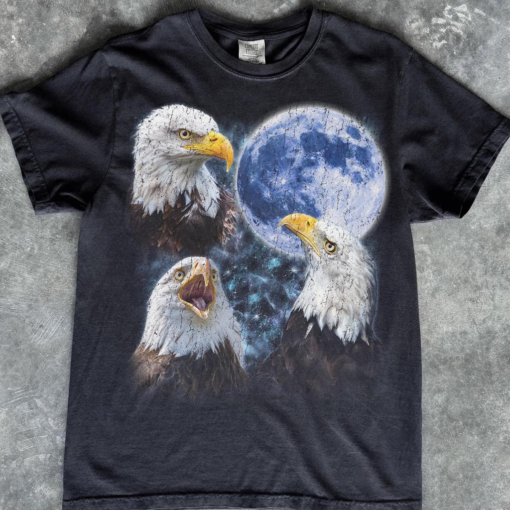 Eagle Moon T-Shirt, Patriotic Wildlife Graphic Tee, Nature Lover Shirt