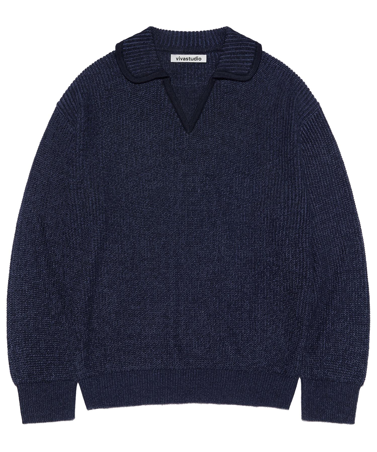 Viva Studio Two Tone Collar Knit [Navy] S