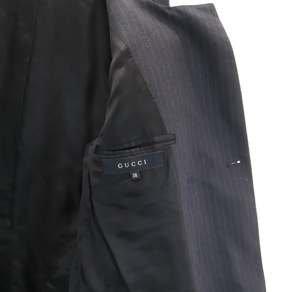 GUCCI Made in Italy Wool Blend Striped Pattern Jacket 38 black Women Used