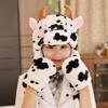 Warm Hat with Jumping Ears Party Stuffed Cow Ox Horn Toy Fleece Cap for Kids